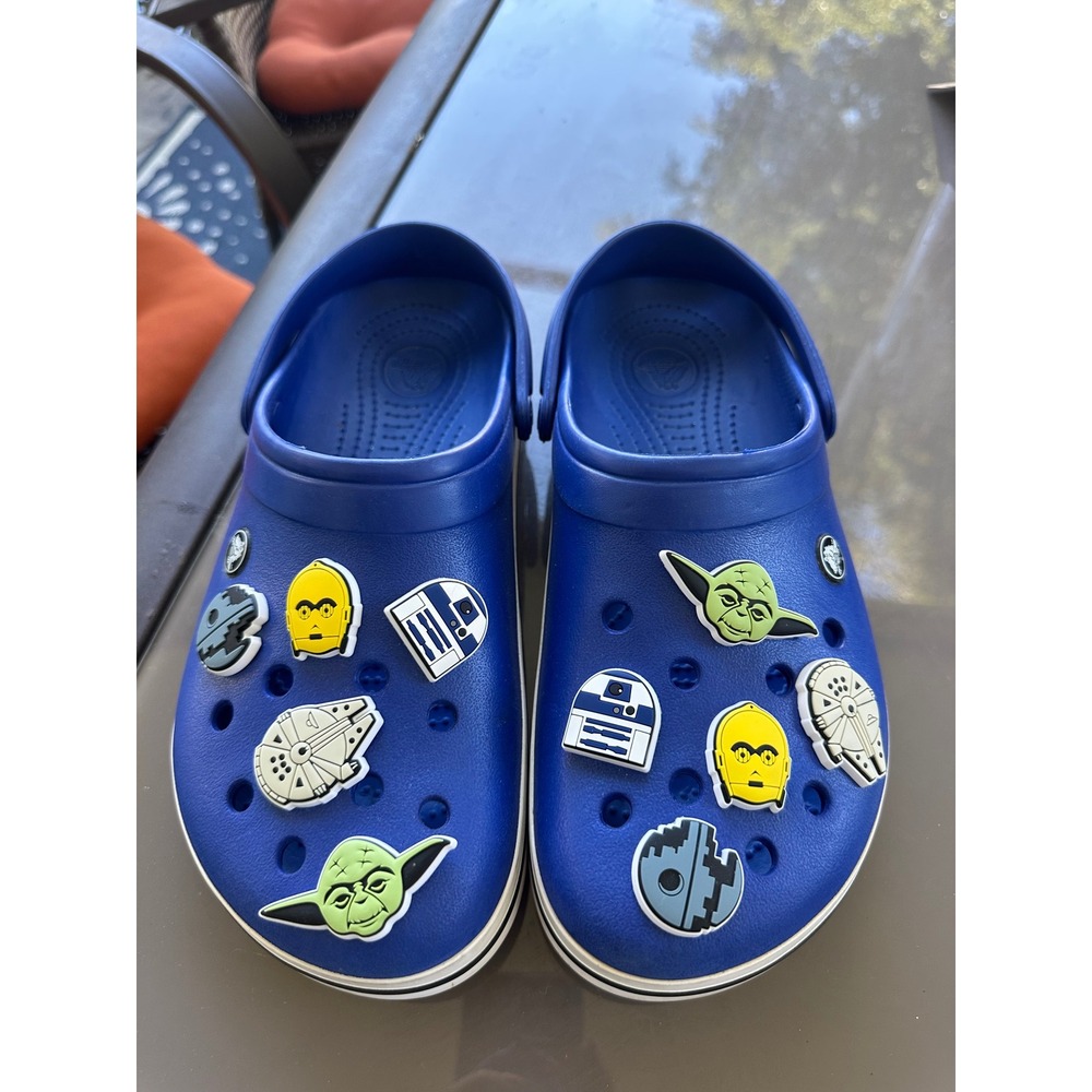 Blue Star Wars Crocs Clogs Yoda R2D2 C3PO Millennium‎ Falcon Jibbitz size W9/M11
